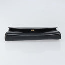 CELINE Clutch Bag Leather Black Gold Auth 170462-6