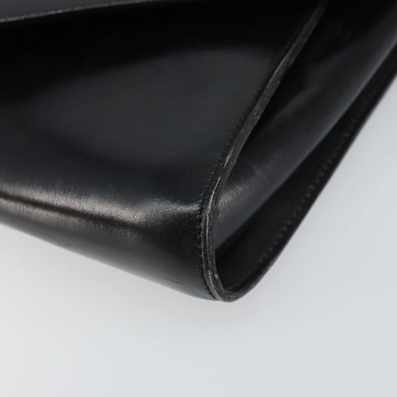 CELINE Clutch Bag Leather Black Gold Auth 170462