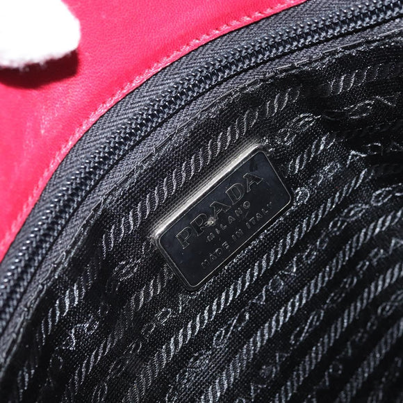 PRADA Tote Bag Nylon Silver Red Auth 170463