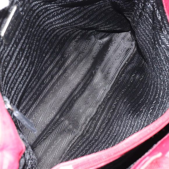 PRADA Tote Bag Nylon Silver Red Auth 170463