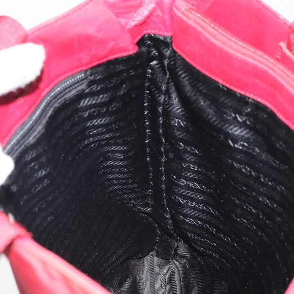 PRADA Tote Bag Nylon Silver Red Auth 170463