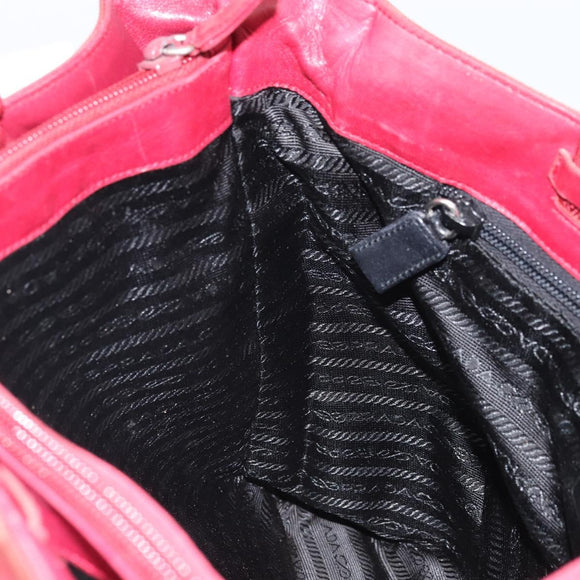 PRADA Tote Bag Nylon Silver Red Auth 170463