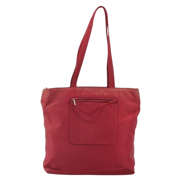 PRADA Tote Bag Nylon Silver Red Auth 170463