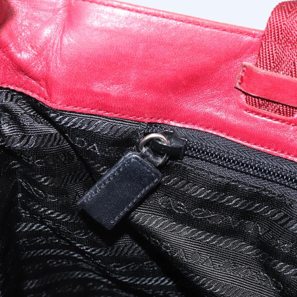 PRADA Tote Bag Nylon Silver Red Auth 170463