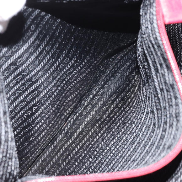 PRADA Tote Bag Nylon Silver Red Auth 170463