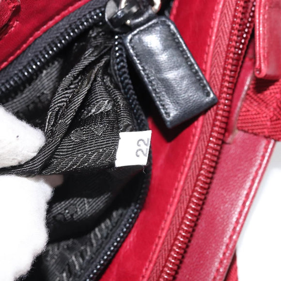 PRADA Tote Bag Nylon Silver Red Auth 170463