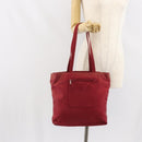 PRADA Tote Bag Nylon Silver Red Auth 170463-26
