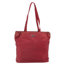 PRADA Tote Bag Nylon Silver Red Auth 170463-2