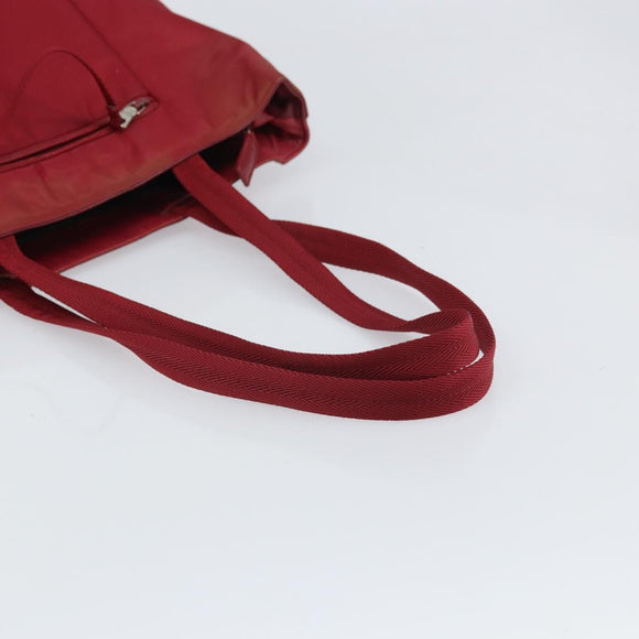 PRADA Tote Bag Nylon Silver Red Auth 170463