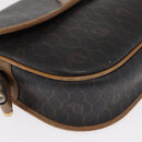 Christian Dior Honeycomb Canvas Shoulder Bag PVC Black Gold Auth 170469-9