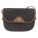 Christian Dior Honeycomb Canvas Shoulder Bag PVC Black Gold Auth 170469-13