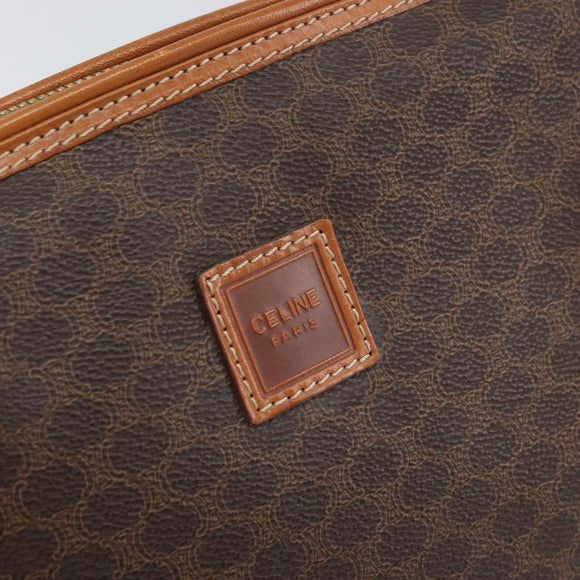 CELINE Macadam Canvas Clutch Bag PVC Brown Gold Auth 170470