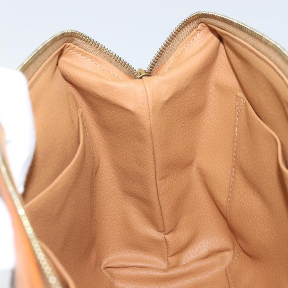 CELINE Macadam Canvas Clutch Bag PVC Brown Gold Auth 170470