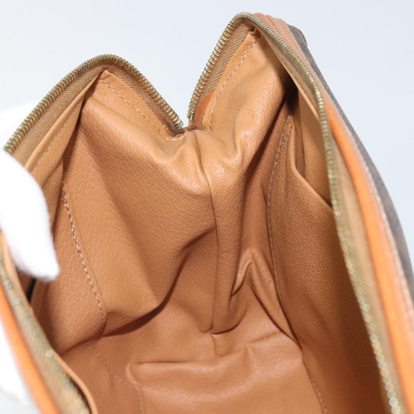 CELINE Macadam Canvas Clutch Bag PVC Brown Gold Auth 170470