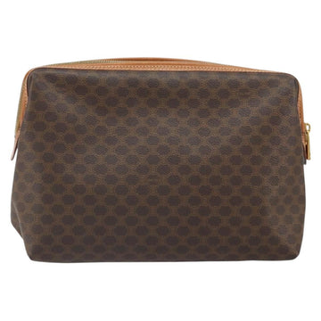 CELINE Macadam Canvas Clutch Bag PVC Brown Gold Auth 170470 - 0