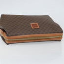 CELINE Macadam Canvas Clutch Bag PVC Brown Gold Auth 170470-5