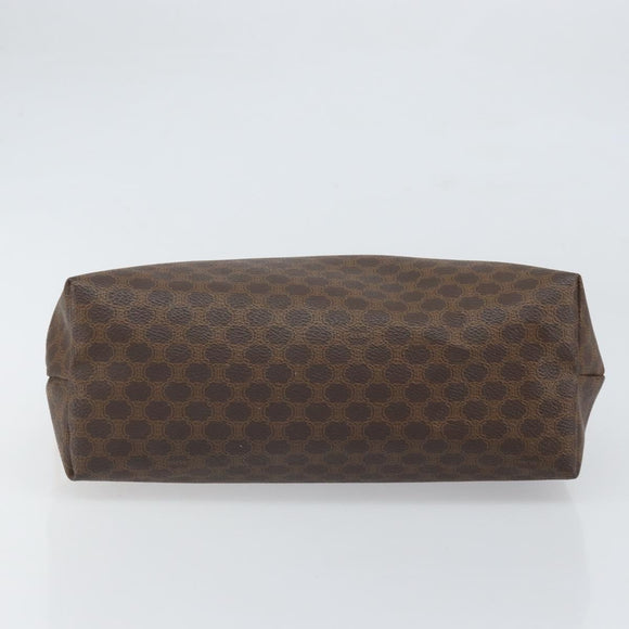 CELINE Macadam Canvas Clutch Bag PVC Brown Gold Auth 170470