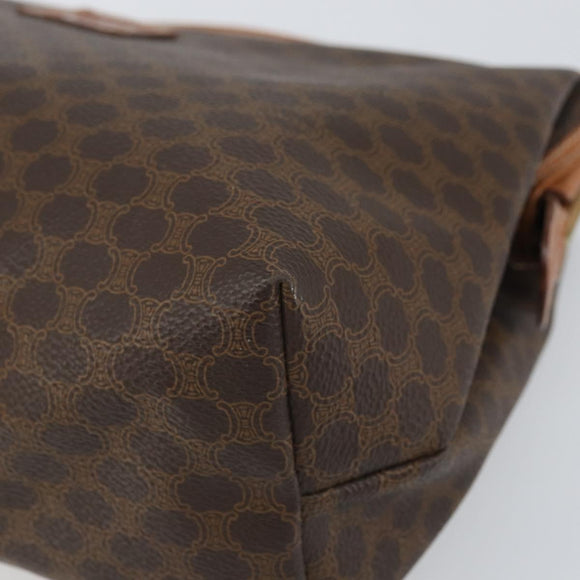 CELINE Macadam Canvas Clutch Bag PVC Brown Gold Auth 170470