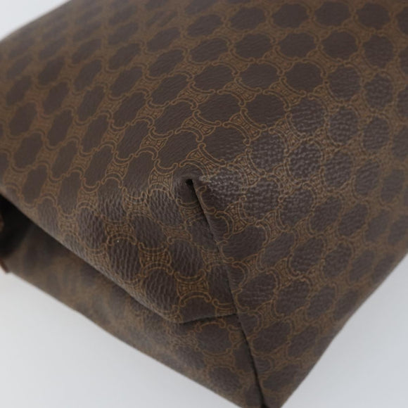 CELINE Macadam Canvas Clutch Bag PVC Brown Gold Auth 170470