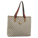 GUCCI GG Plus Supreme Web Sherry Line Tote Bag PVC Beige Gold Auth 170474-1