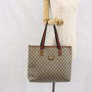 GUCCI GG Plus Supreme Web Sherry Line Tote Bag PVC Beige Gold Auth 170474-22