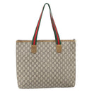 GUCCI GG Plus Supreme Web Sherry Line Tote Bag PVC Beige Gold Auth 170474-2