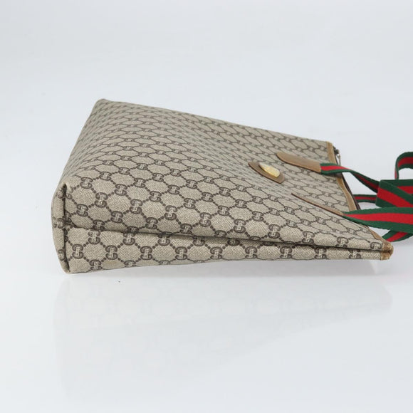GUCCI GG Plus Supreme Web Sherry Line Tote Bag PVC Beige Gold Auth 170474