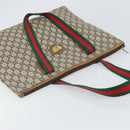 GUCCI GG Plus Supreme Web Sherry Line Tote Bag PVC Beige Gold Auth 170474-6