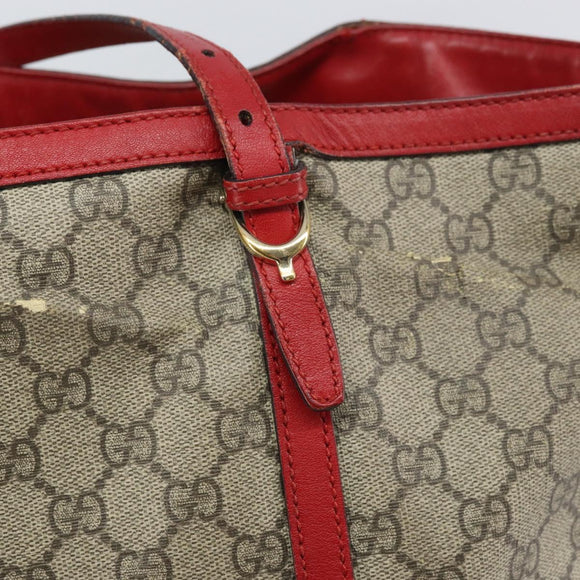 GUCCI GG Supreme Tote Bag PVC Beige Gold Auth 170475