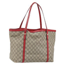 GUCCI GG Supreme Tote Bag PVC Beige Goud Auth 170475-1