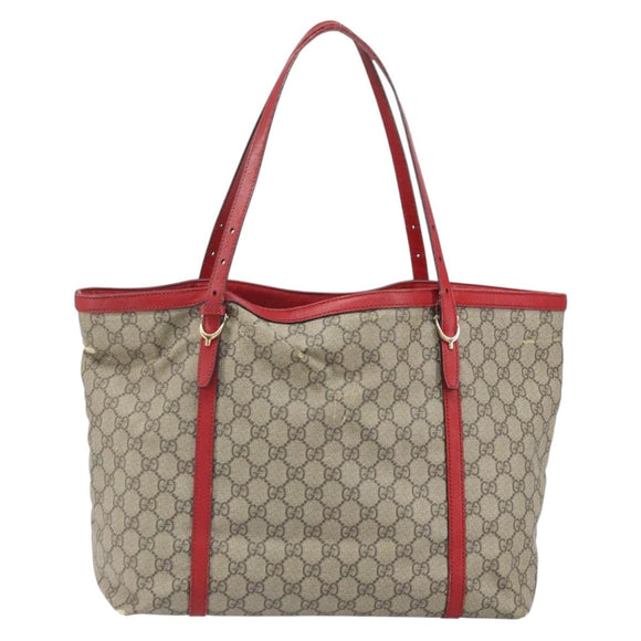 GUCCI GG Supreme Tote Bag PVC Beige Goud Auth 170475