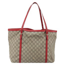 GUCCI GG Supreme Tote Bag PVC Beige Goud Auth 170475-2