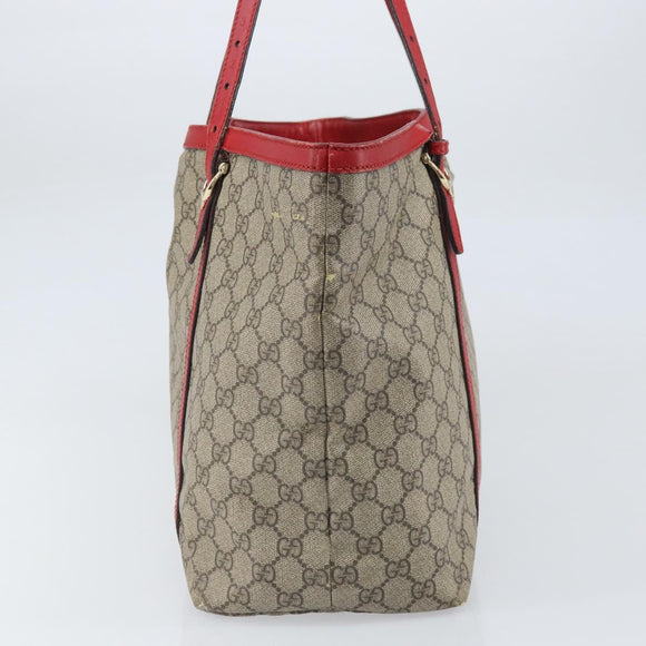GUCCI GG Supreme Tote Bag PVC Beige Goud Auth 170475
