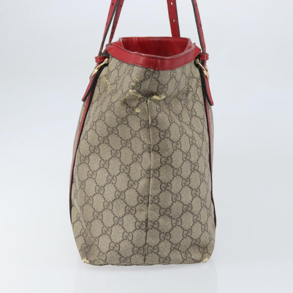 GUCCI GG Supreme Tote Bag PVC Beige Goud Auth 170475