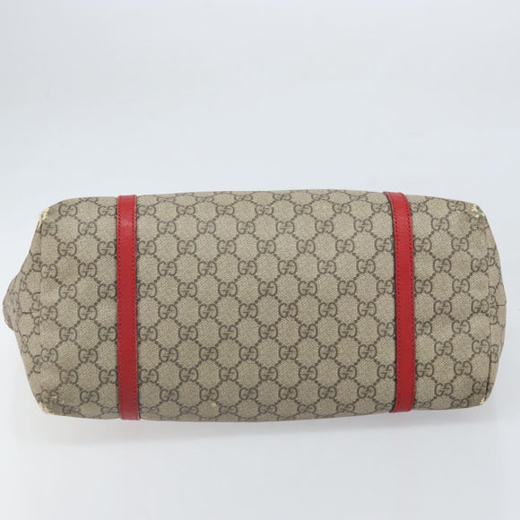 GUCCI GG Supreme Tote Bag PVC Beige Goud Auth 170475