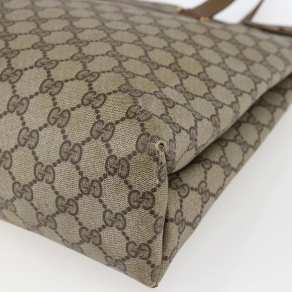 GUCCI GG Supreme Web Sherry Line Tote Bag PVC Beige 39 02 091 Auth 170479