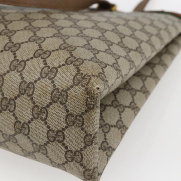 GUCCI GG Supreme Web Sherry Line Tote Bag PVC Beige 39 02 091 Auth 170479