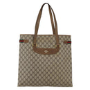 GUCCI GG Supreme Web Sherry Line Tote Bag PVC Beige 39 02 091 Auth 170479-2