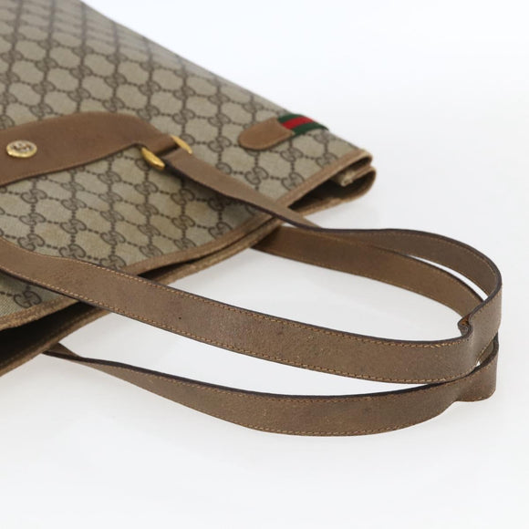 GUCCI GG Supreme Web Sherry Line Tote Bag PVC Beige 39 02 091 Auth 170479