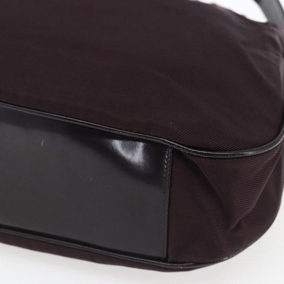 GUCCI Bamboo Shoulder Bag Nylon 2way Bordeaux Silver 001 1553 1577 Auth 170482
