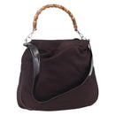 GUCCI Bamboo Shoulder Bag Nylon 2way Bordeaux Silver 001 1553 1577 Auth 170482-1