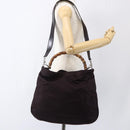 GUCCI Bamboo Shoulder Bag Nylon 2way Bordeaux Silver 001 1553 1577 Auth 170482-23