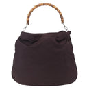 GUCCI Bamboo Shoulder Bag Nylon 2way Bordeaux Silver 001 1553 1577 Auth 170482-13