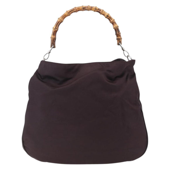 GUCCI Bamboo Shoulder Bag Nylon 2way Bordeaux Silver 001 1553 1577 Auth 170482