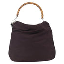 GUCCI Bamboo Shoulder Bag Nylon 2way Bordeaux Silver 001 1553 1577 Auth 170482-2