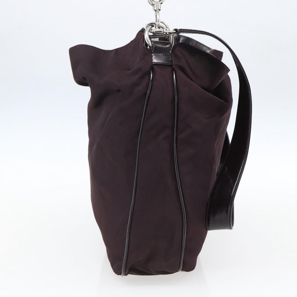 GUCCI Bamboo Shoulder Bag Nylon 2way Bordeaux Silver 001 1553 1577 Auth 170482