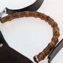 GUCCI Bamboo Shoulder Bag Nylon 2way Bordeaux Silver 001 1553 1577 Auth 170482-14