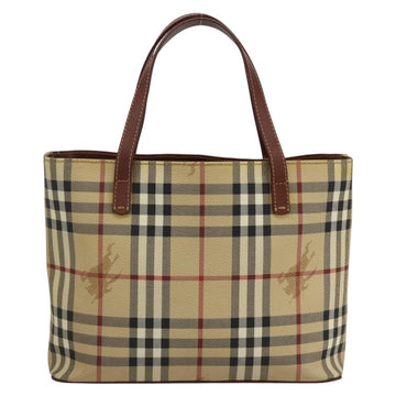 BURBERRY Nova Check Hand Bag PVC Beige Gold Auth 170485V - 0