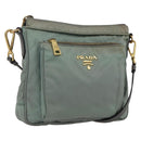 PRADA Shoulder Bag Nylon Green Gold Auth 170487-1