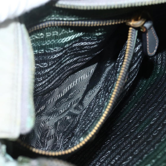 PRADA Shoulder Bag Nylon Green Gold Auth 170487